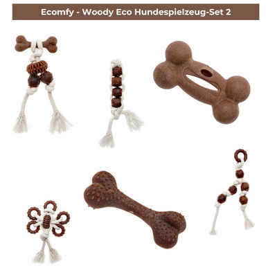 Comfy Spielknochen Ecomfy - Woody Eco Hundespielzeug-Set 2, Spar-Set (6-tlg) Zahngesundheit im Fokus, Interaktiven Spielspaß