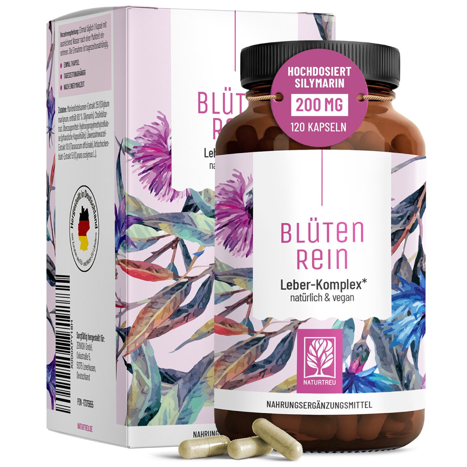 Naturtreu BLÜTENREIN Kapseln, 1 er 120 St., Hochdosiert