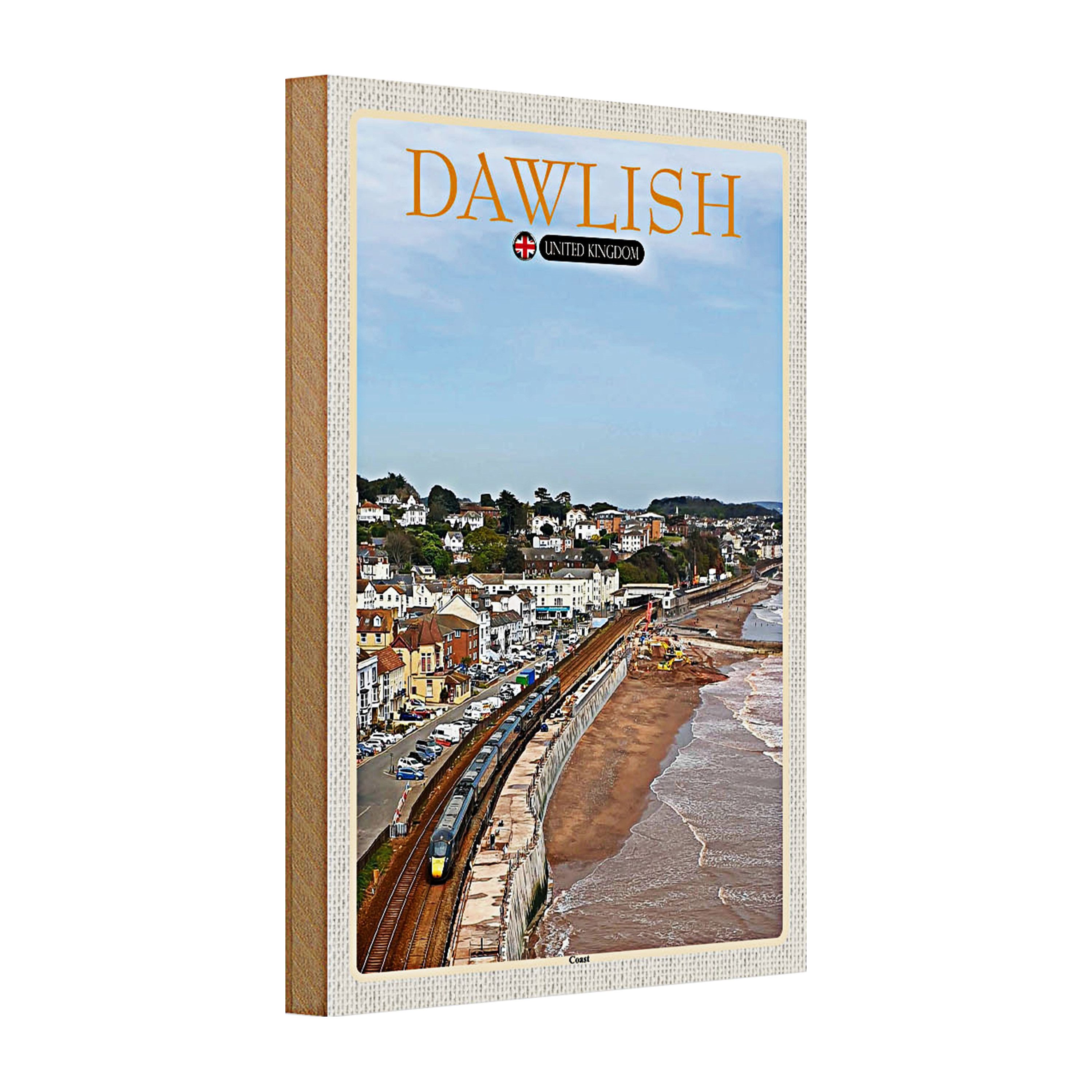 Roomando Holzbild Holzschild Städte Dawlish United Kingdoom England 20x30cm