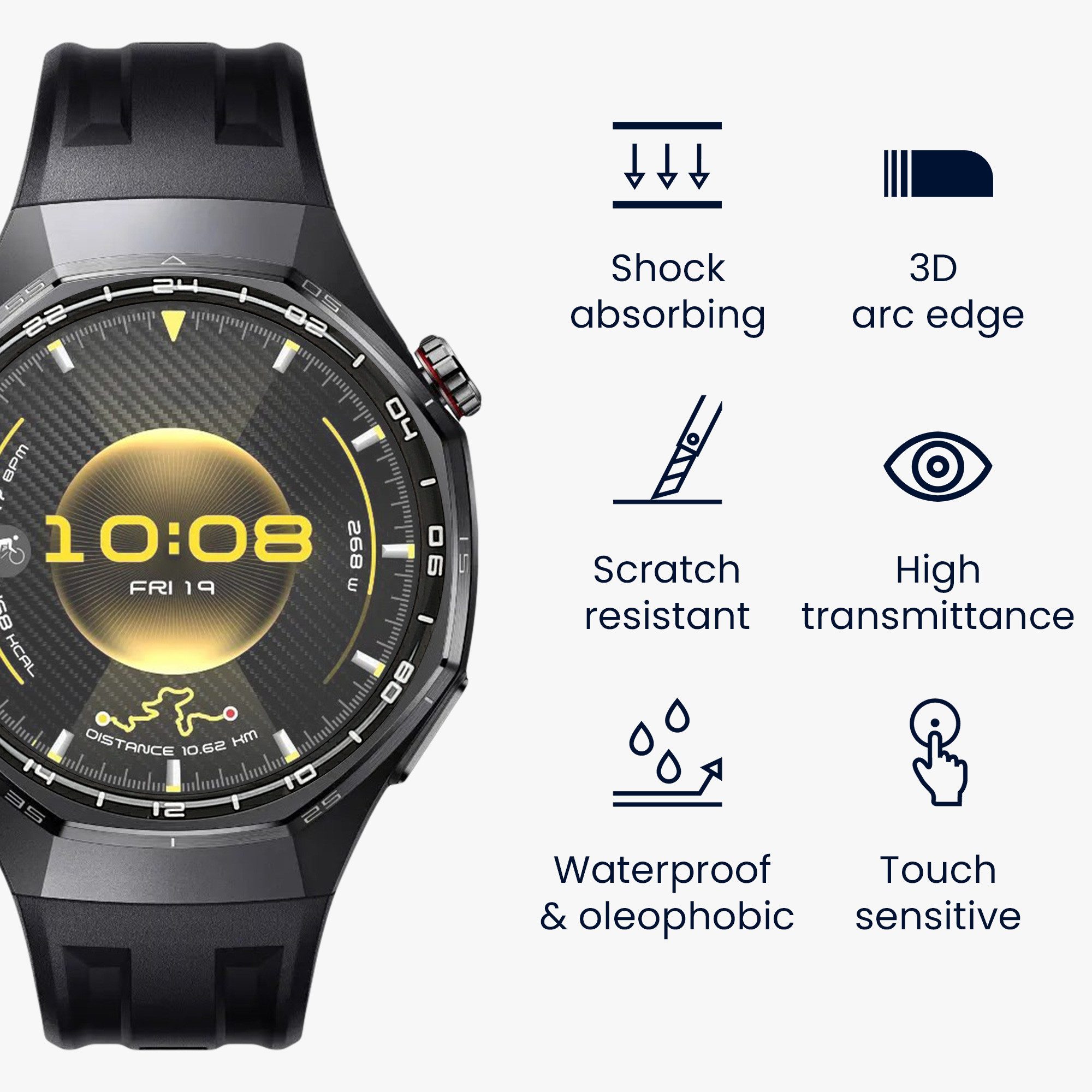 kwmobile 2x Displayschutzfolie für Huawei Watch GT6 Pro 46mm Smartwatch, 2-tlg., Schutzfolie für Fitness Tracker - robuster Displayschutz - transparent