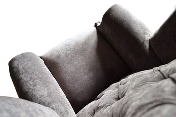 JVmoebel Ohrensessel Ohrensessel Sessel Grau Design Polster Samt Couch Chesterfield Textil (Sessel), Made In Europe