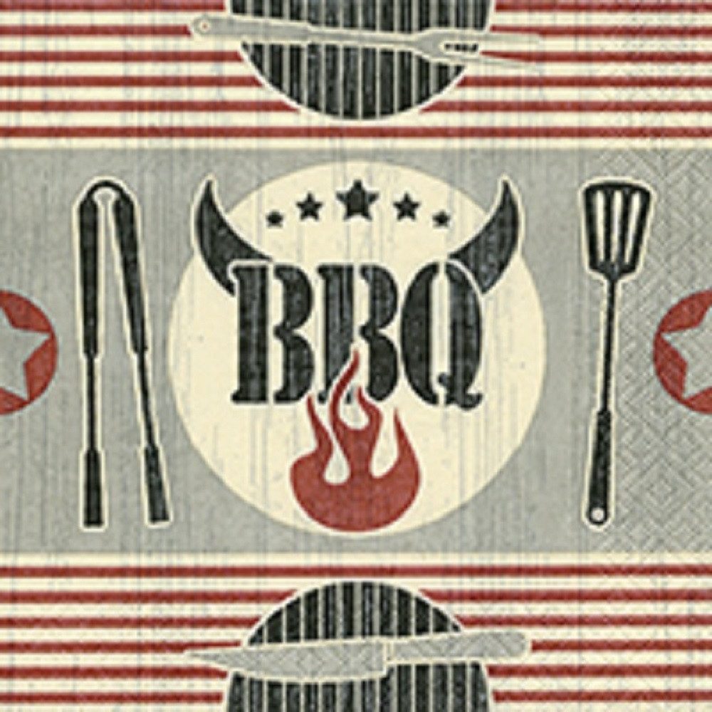 Paper+Design Papierserviette 20 COCKTAIL SERVIETTEN 25x25cm. Grillen, Barbecue. FIVE STAR BBQ