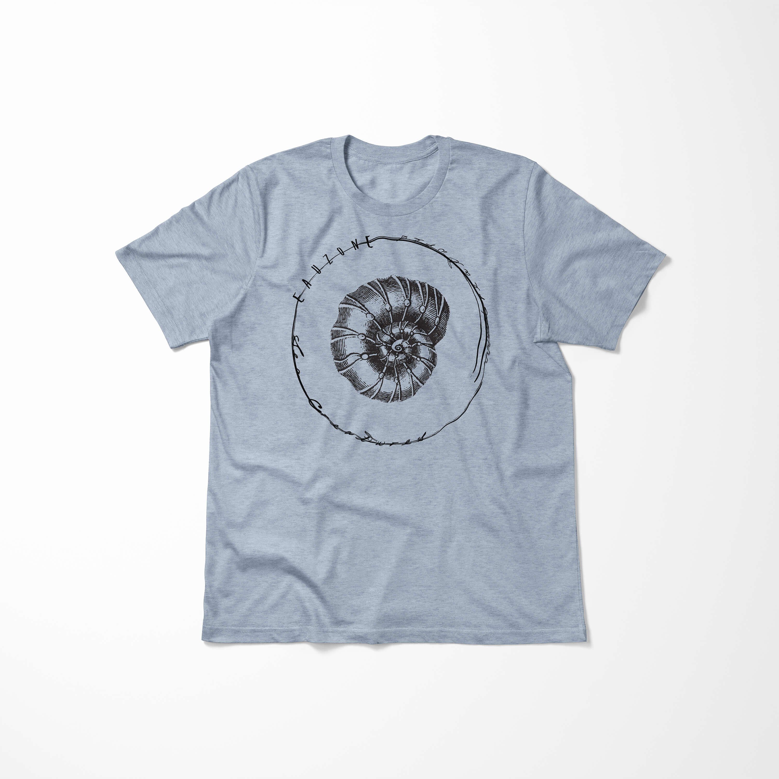 sportlicher Sea Denim und Serie: Schnitt Stonewash Sinus - Struktur T-Shirt / Fische 070 T-Shirt Art feine Tiefsee Sea Creatures,