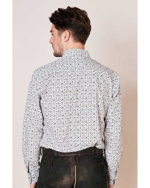 KRÜGER BUAM Trachtenhemd Trachtenhemd 'Leon' mit Muster 911767, Weiß Blau