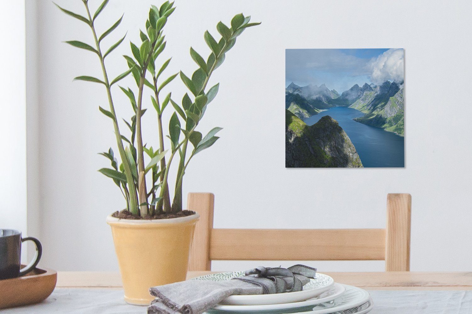 OneMillionCanvasses® Leinwandbild Blick über die St), Bilder Schlafzimmer in Norwegen, für (1 Leinwand Fjorde Wohnzimmer