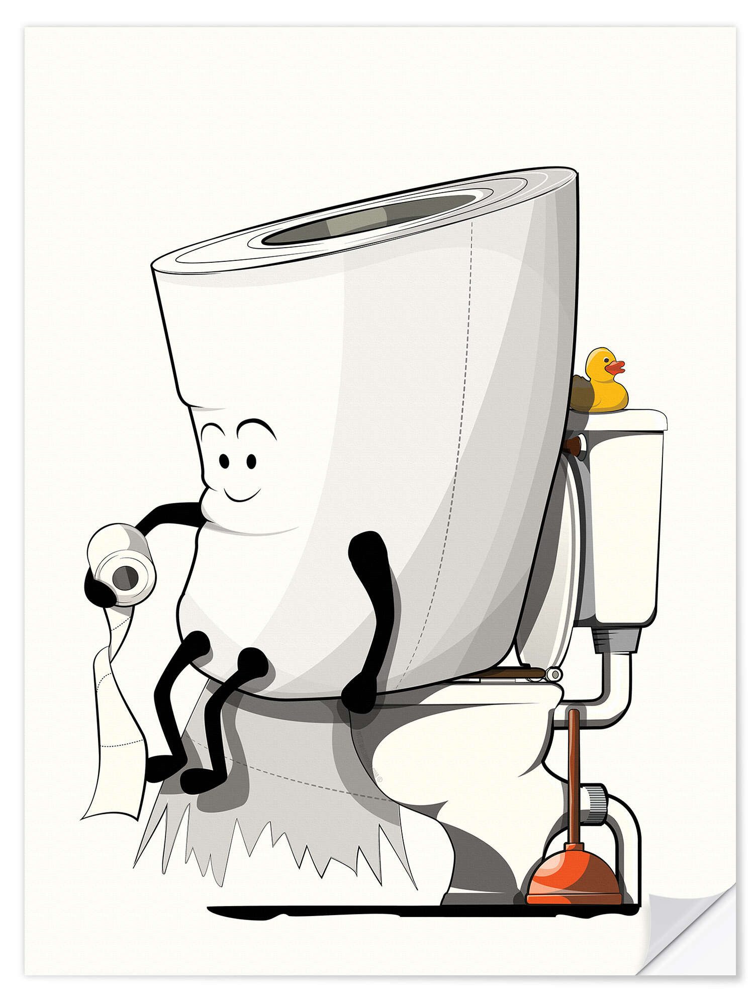 Posterlounge Wandfolie Wyatt9, Toilettenpapierrolle auf der Toilette, Badezimmer Illustration