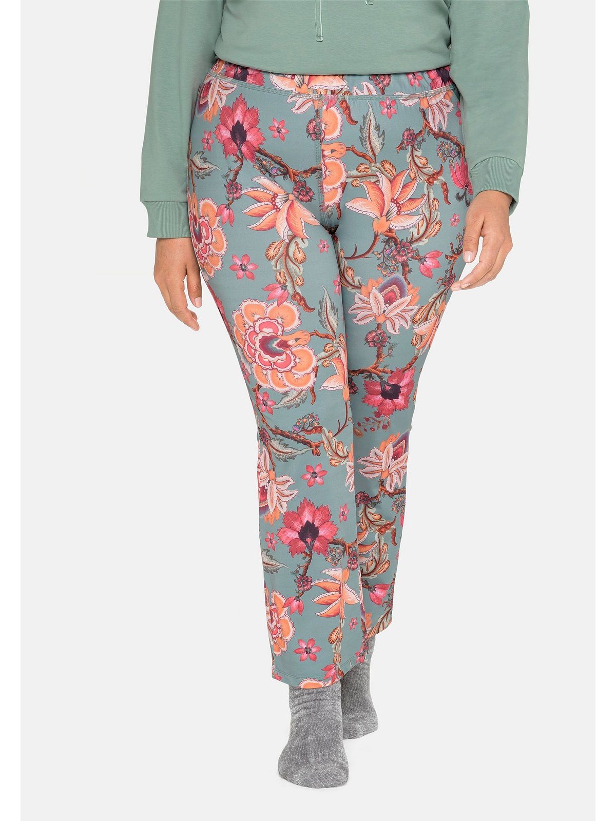 sheego by Joe Browns Leggings Relaxhose mit Blumendruck und elastischem Bund
