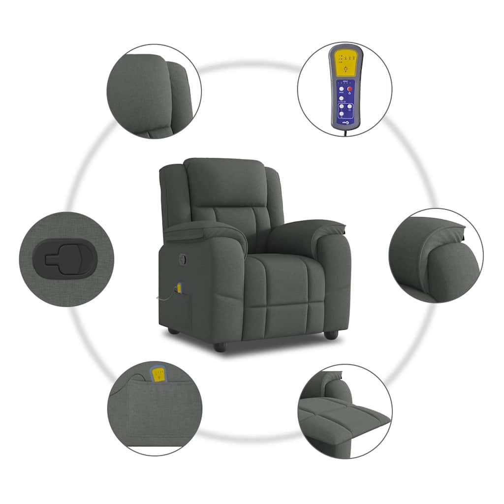 vidaXL Sessel Massage-Relaxsessel, Stoff, Dunkelgrau (1-St)