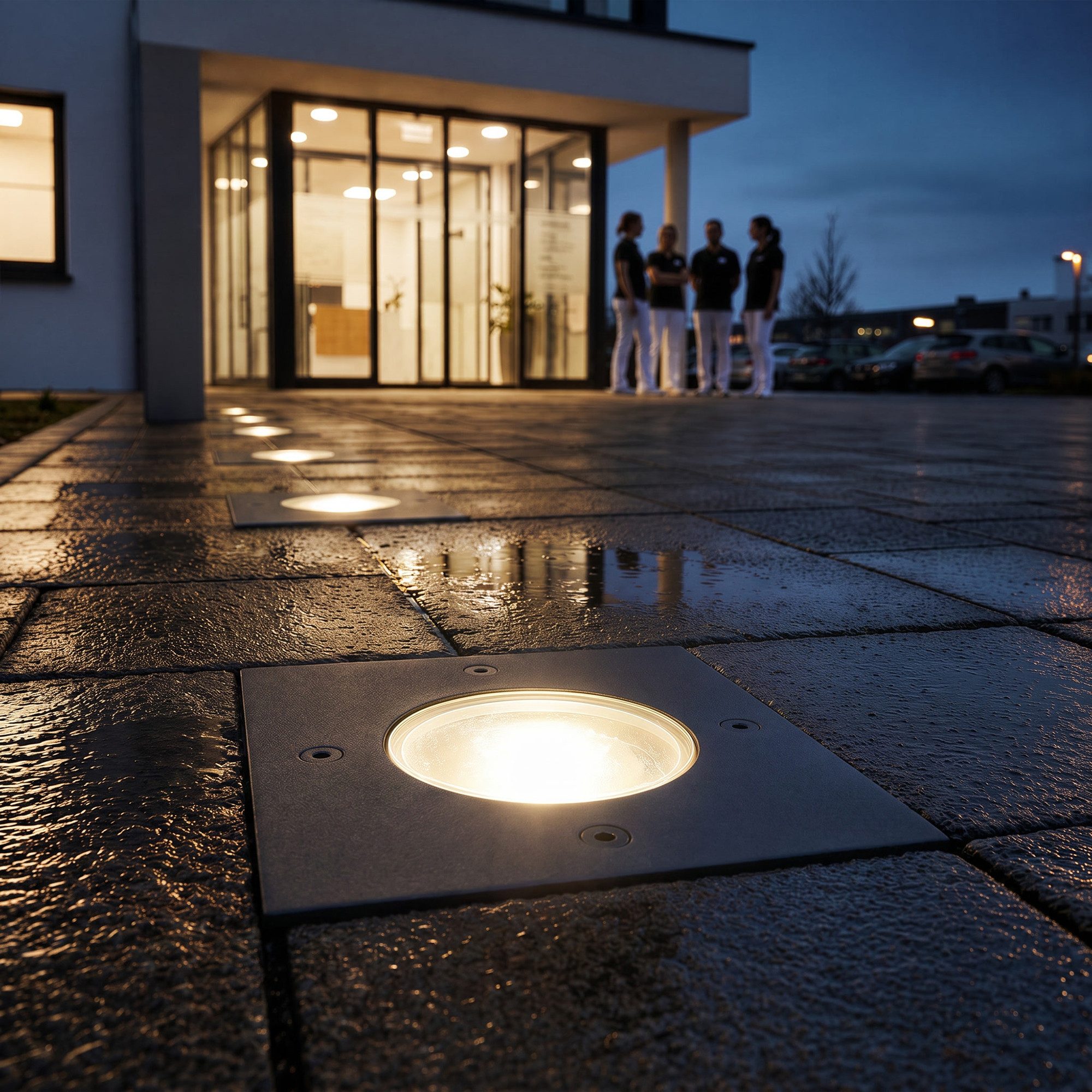 SSC-LUXon LED Gartenstrahler KALPA Bodeneinbauleuchte schwarz IP67 inkl. LumiFLEX LED GU10 Birne 3W, Neutralweiß, Warmweiß, Tageslichtweiß