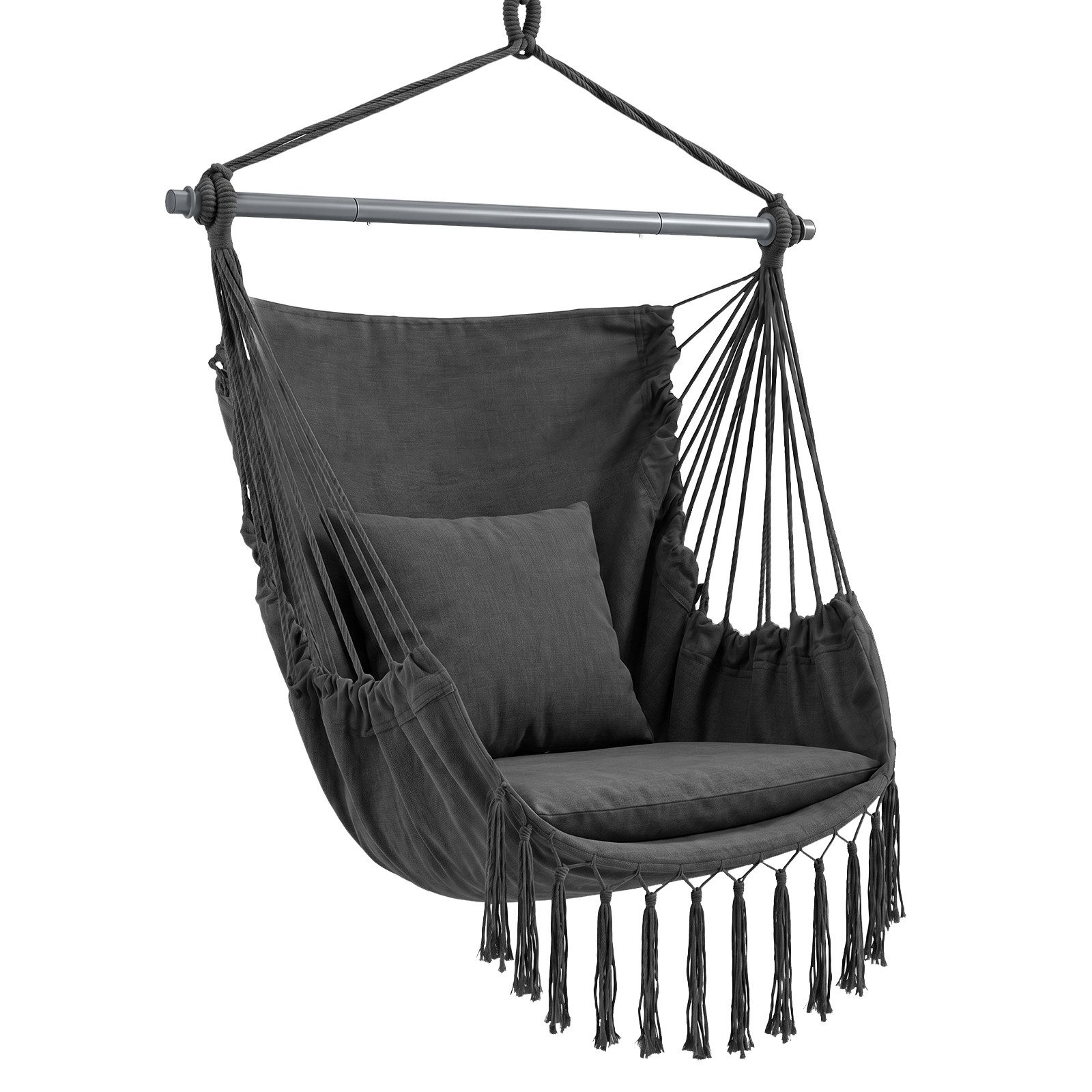 Sekey Hängesessel mit Kissen Hängestuhl Hängeschaukel bis 120 kg belastbar für Garten, Hängesitz und Hängematte mit Tragetasche für Outdoor&Indoor Wohnzimmer