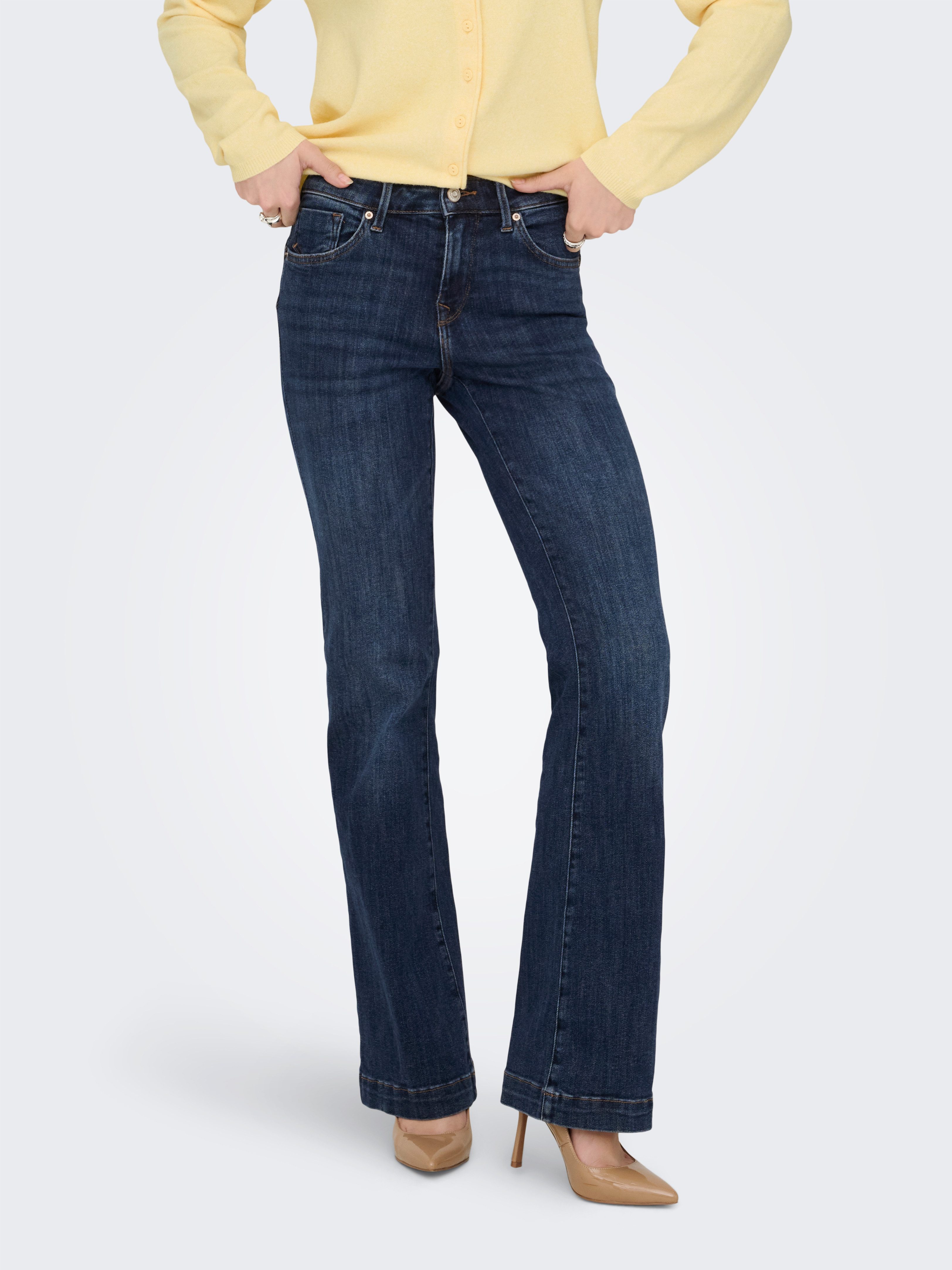 ONLY Bootcut-Jeans ONLPOWER MID FLARED PUSHUP DNM GEN332 Baumwollmischung, flared fit, regular waist