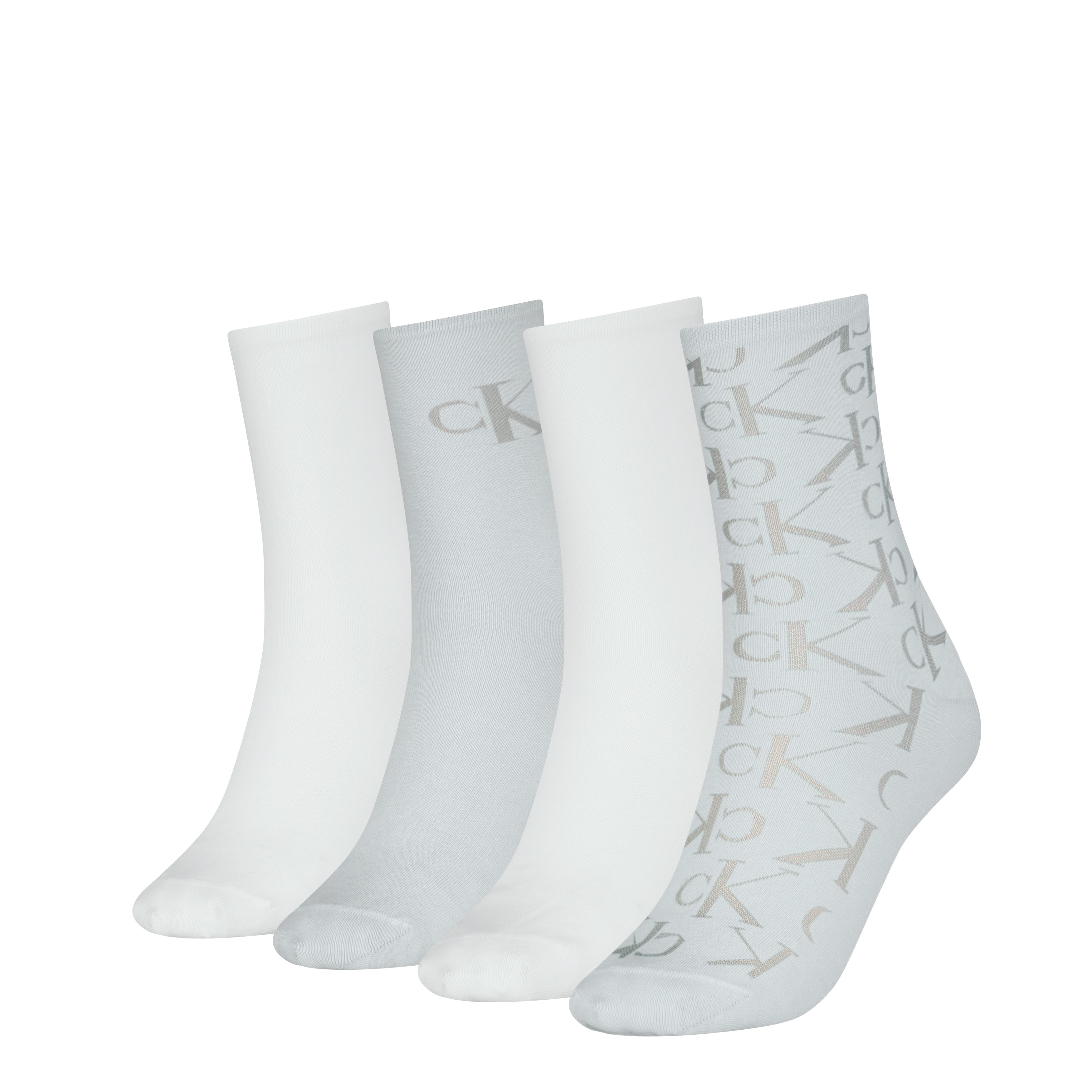 Calvin Klein Jeans Socken CKJ WOMEN SOCK 4P HOLIDAY PACK AOP (4-Paar, 4er Pack) Logo, schmales Bündchen