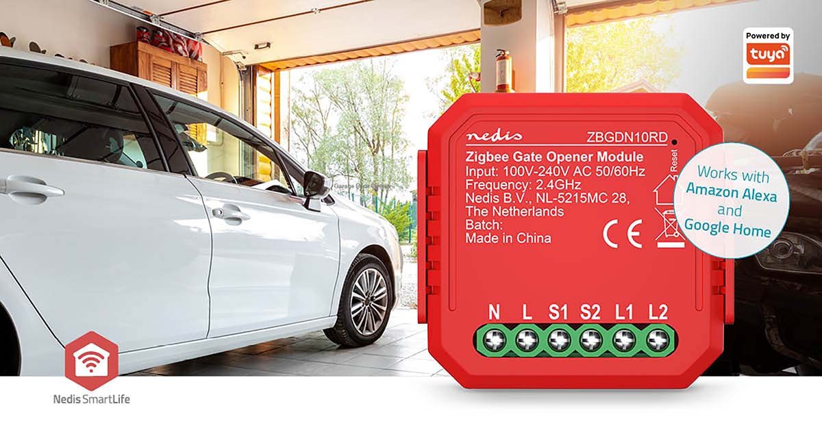 Nedis ZBGDN10RD Smarter Lichtschalter, Zigbee, App-Steuerung, Benachrichtigungen für mehr Sicherheit
