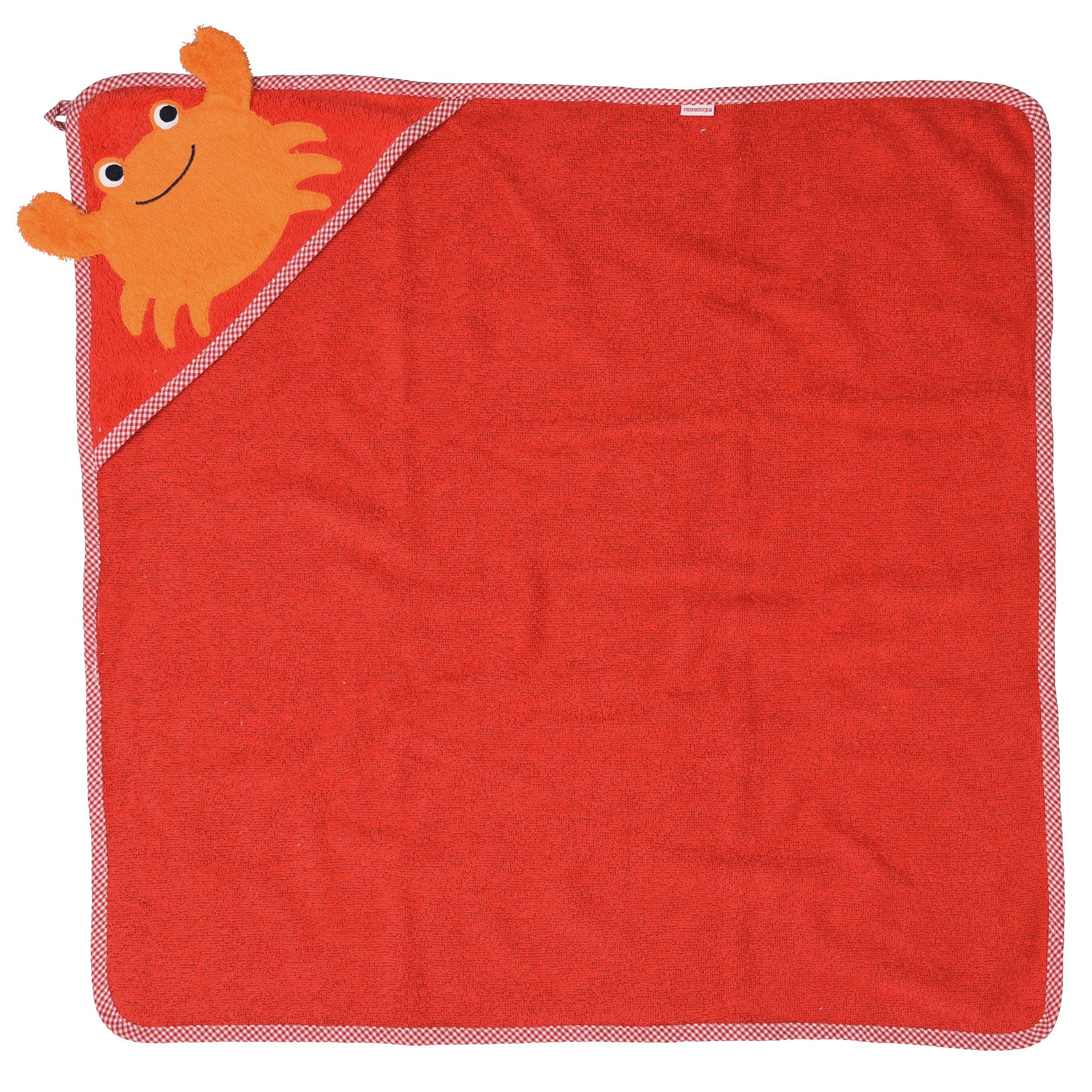 P.Eisenherz Kapuzenhandtuch Kapuzenhandtuch mit Motiv "Krabbe" rot, Frottee (1-St), aus flauschiger, saugfähiger Baumwolle in rot