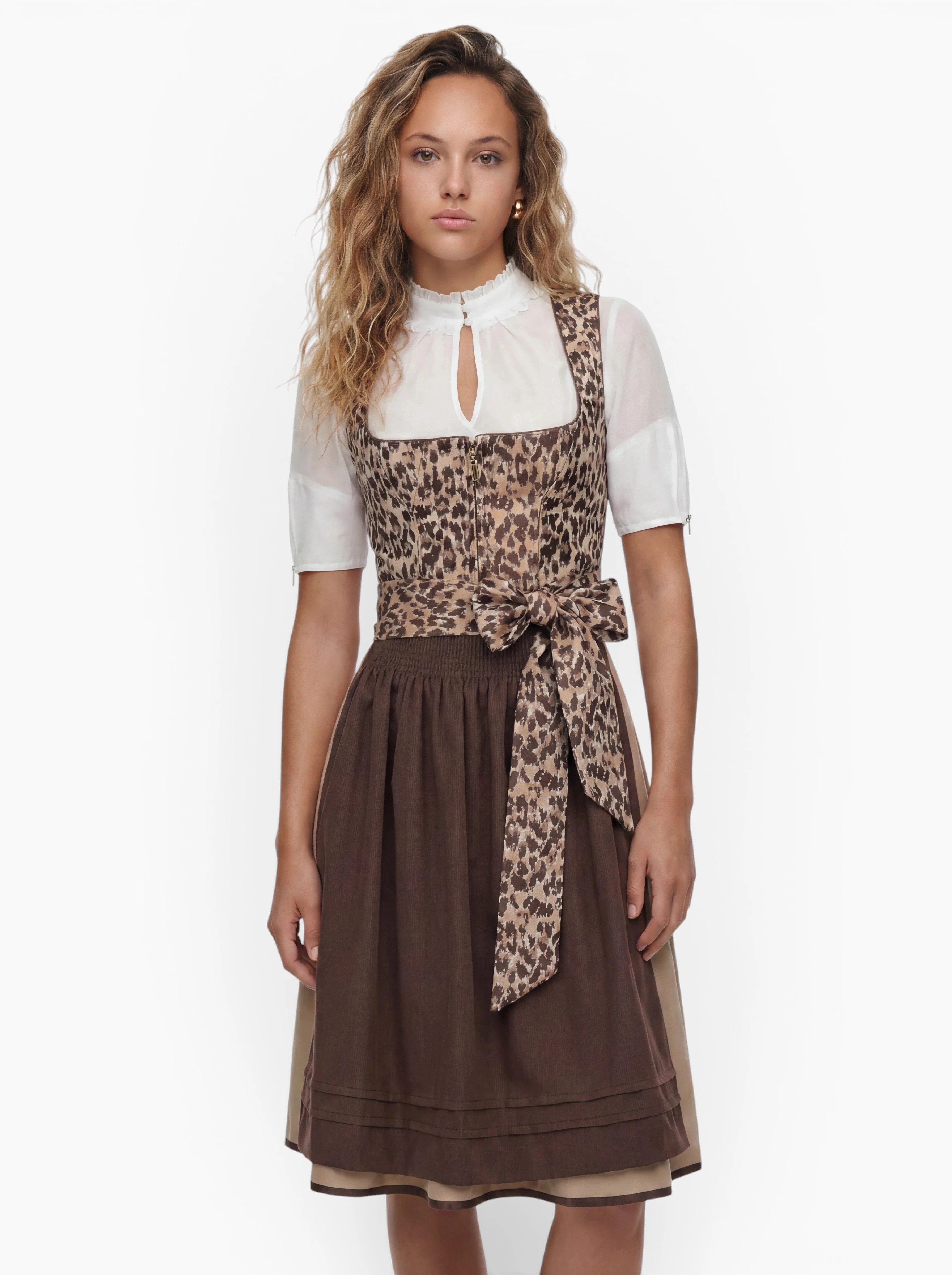 Moschen-Bayern Dirndl Desiree Mini Dirndl 60 cm im modernen Leo-Look