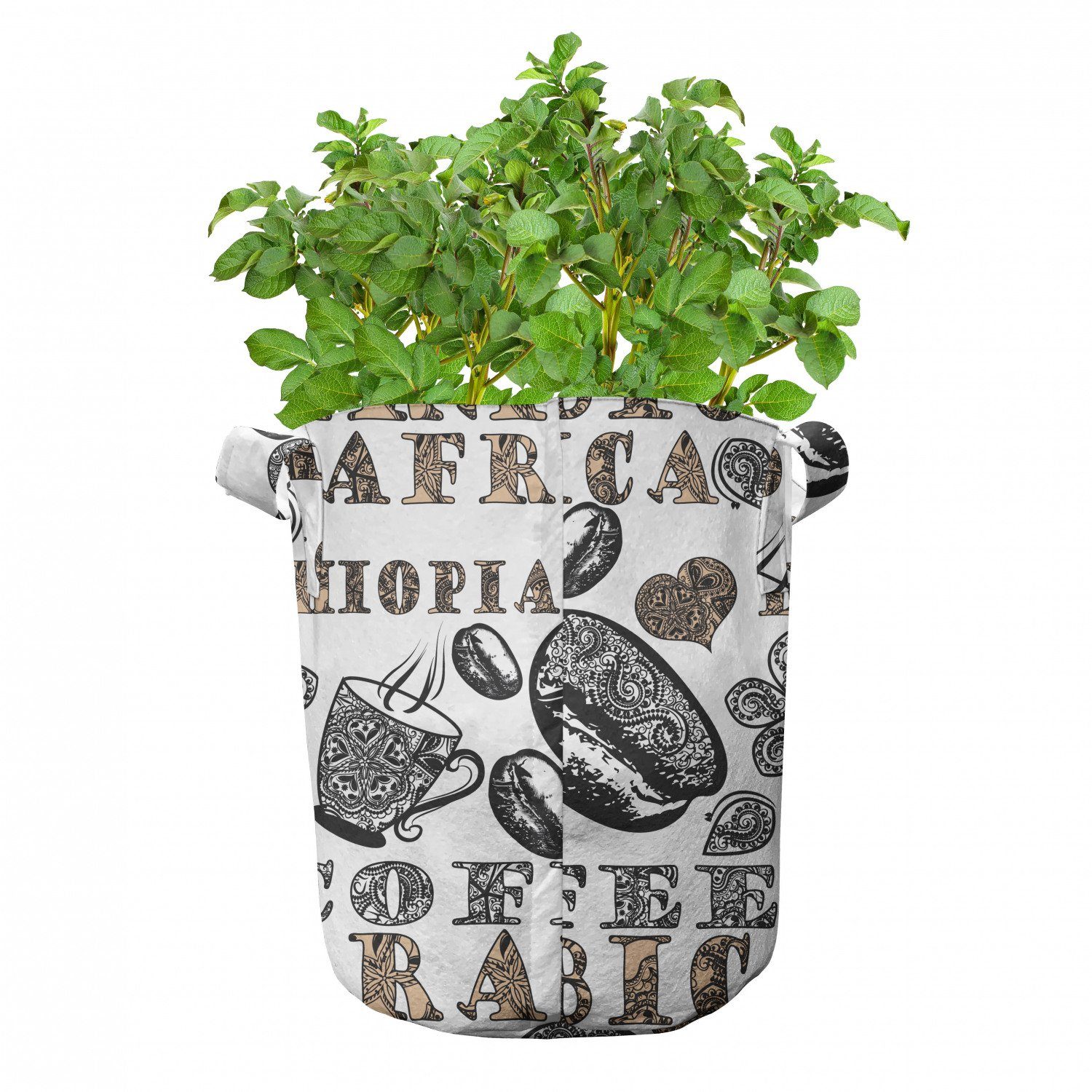 Abakuhaus Pflanzkübel hochleistungsfähig Stofftöpfe mit Griffen Kaffeebohnen für Pflanzen, Ethnisch