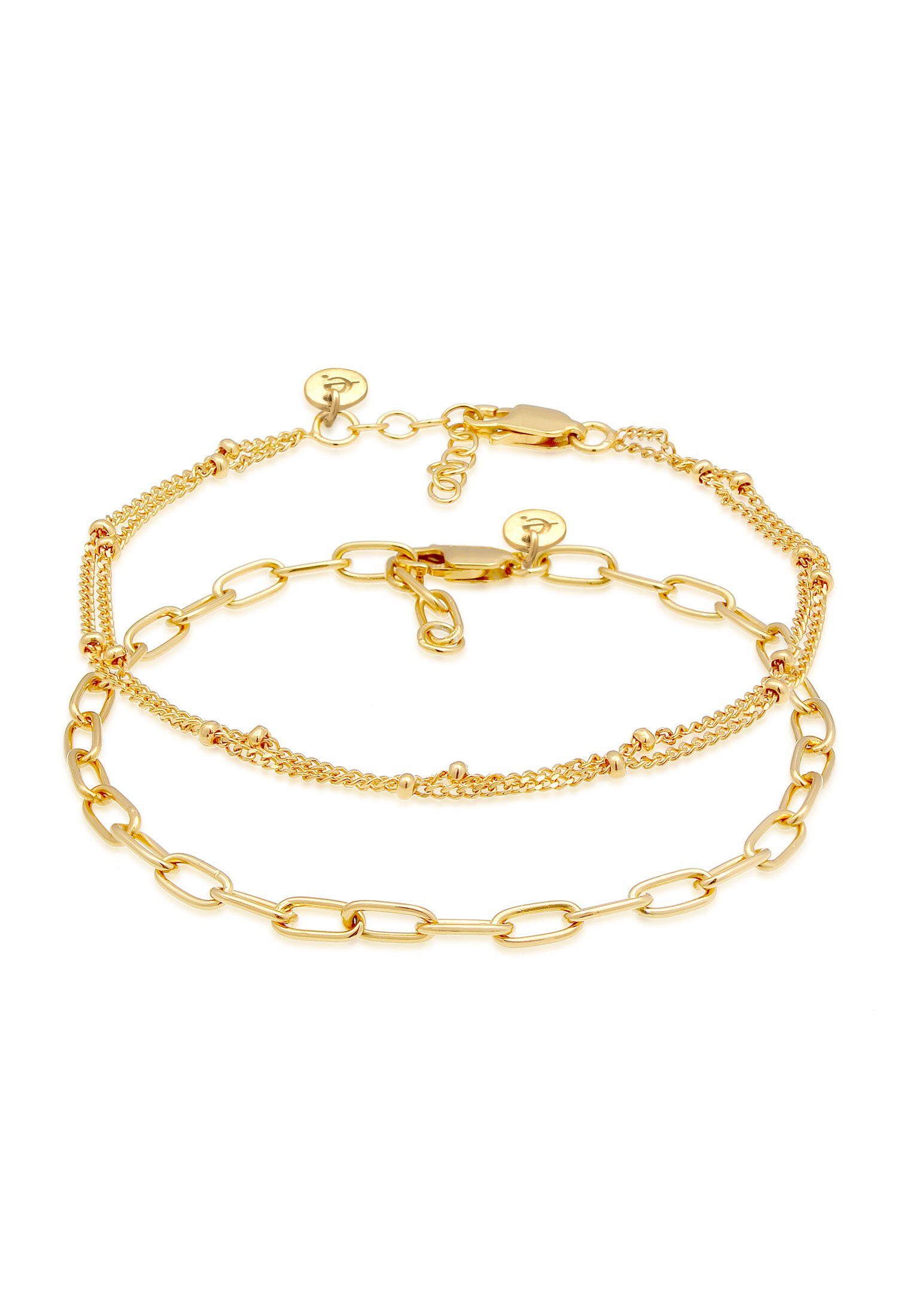 Elli Premium Armband Set Glieder Layer Kugel (2 tlg) 925 Silber vergoldet, günstig online kaufen