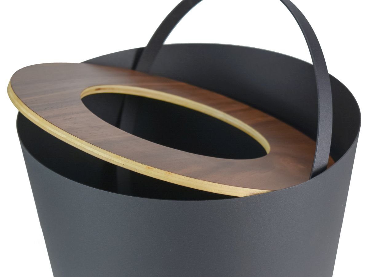 nur und Yamazaki rund, schwarz modern, klein minimalistisch, Rin, Mülleimer, 28cm Papierkorb hoch