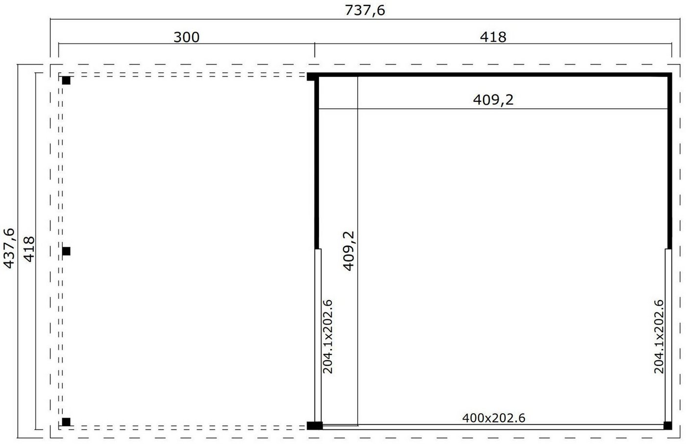 Thumbnail - LASITA MAJA Gartenhaus-Anbaudach DOMEO 5 DACHVERLÄNGERUNG LICHTGRAU, BxT: 437,6x300 cm, für Domeo 5