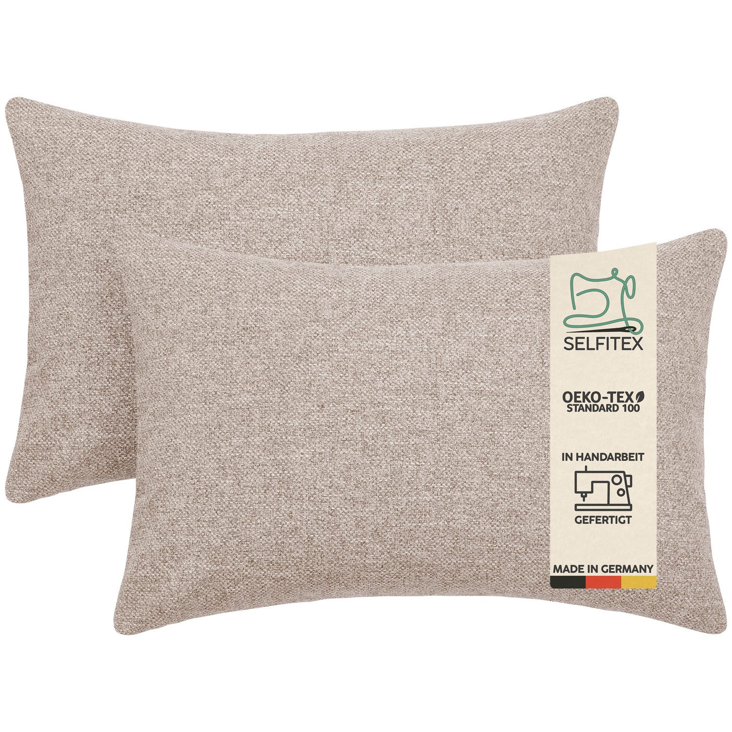 Selfitex Dekokissen 2er Set, 30x50/40x40/40x60/50x50 inkl. Füllkissen, Farben zur Auswahl, robuster Polsterstoffbezug mit weichen Füllkissen