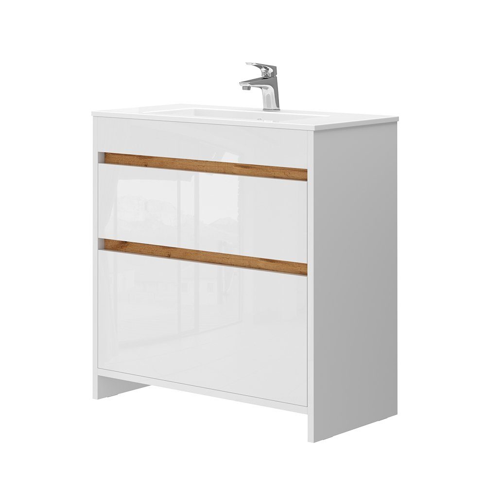 Vicco Badmöbel-Set Detmold, Weiß, 2 Teile, günstig online kaufen