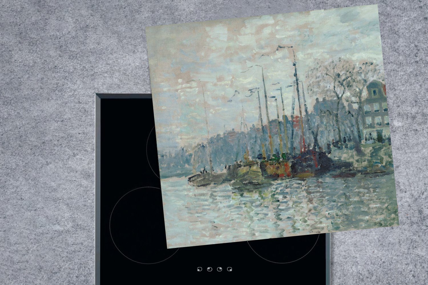 Deich 78x78 Herdblende-/Abdeckplatte Vinyl, tlg), der Zaandam küche MuchoWow Arbeitsplatte (1 Monet, cm, Ceranfeldabdeckung, für Claude -