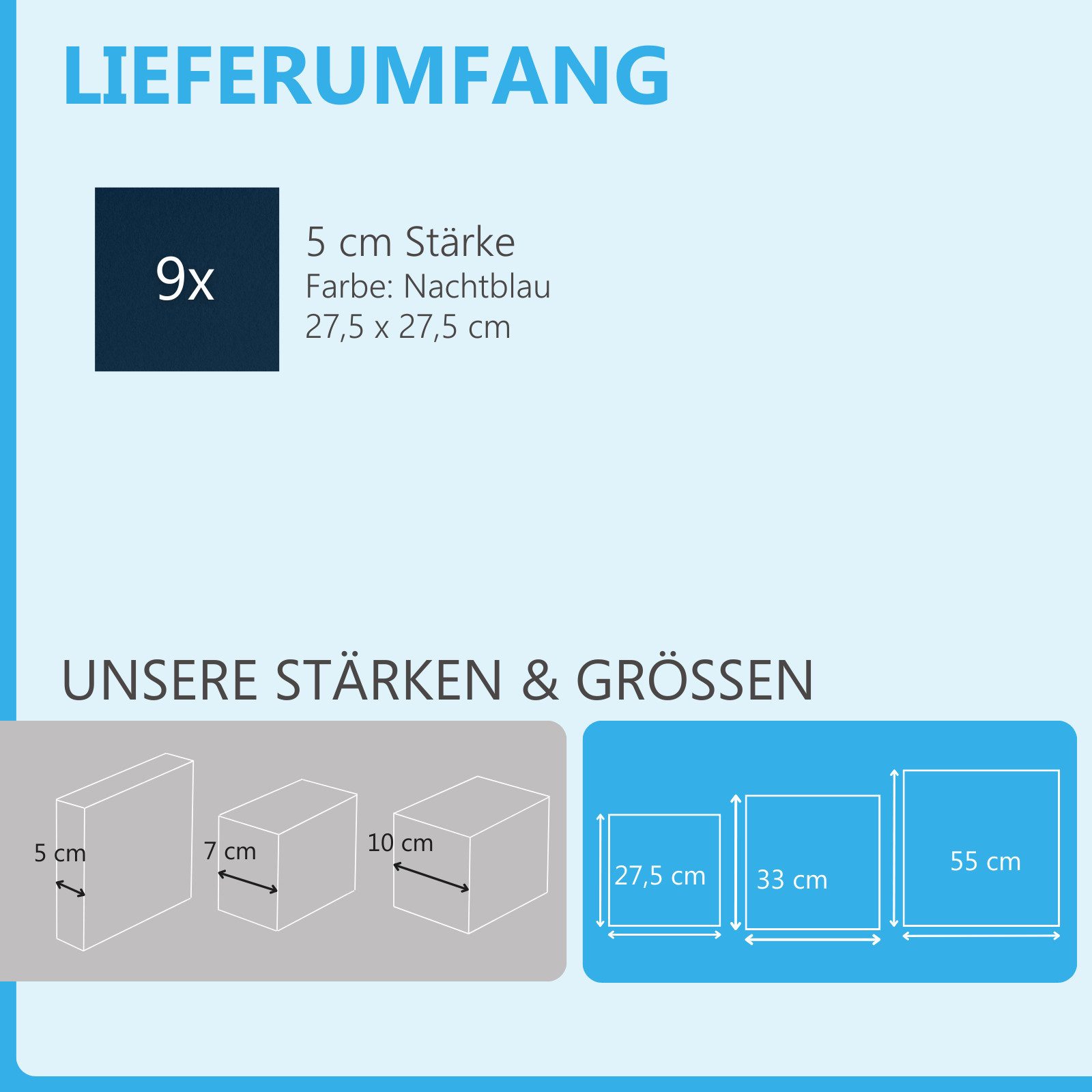platino24 Akustikplatte 9 Absorber Quadrate aus Basotect ® G+