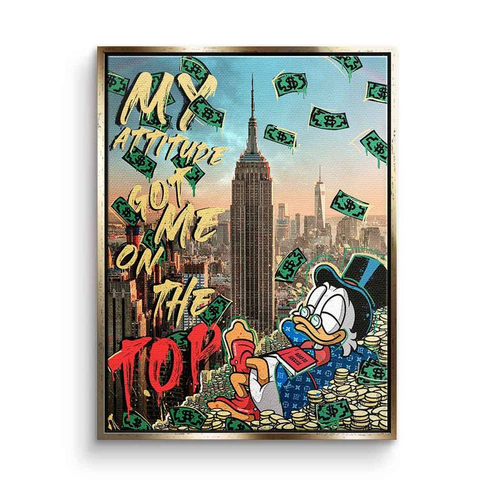 Kunst TOP, auf THE DOTCOMCANVAS® Leinwandbild, Rahmen silberner ME Geld TO ATTITUDE GOT Leinwandbild MY LIMITED Le