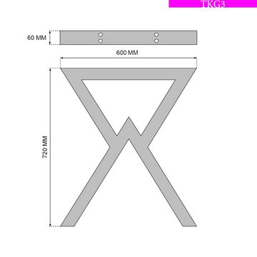 sossai® Tischgestell Designer Stahl Tischgestell TKG3 60x72cm Schwarz (2-St), Rahmen: 60mm x 40mm