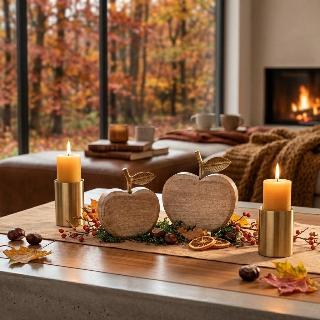 Home-trends24.de Dekofigur Apfel Mango Holz Herbst Deko 2er-Set (2 St) – Bild 2 von 4