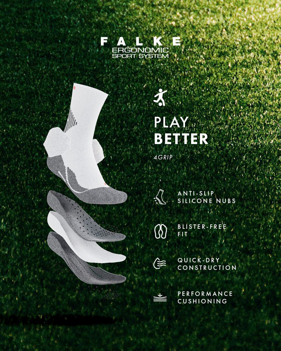 FALKE Kompressionsstrümpfe 4GRIP Stabilizing Socken (1-Paar) erhöht die Stabilität und maximiert den Halt