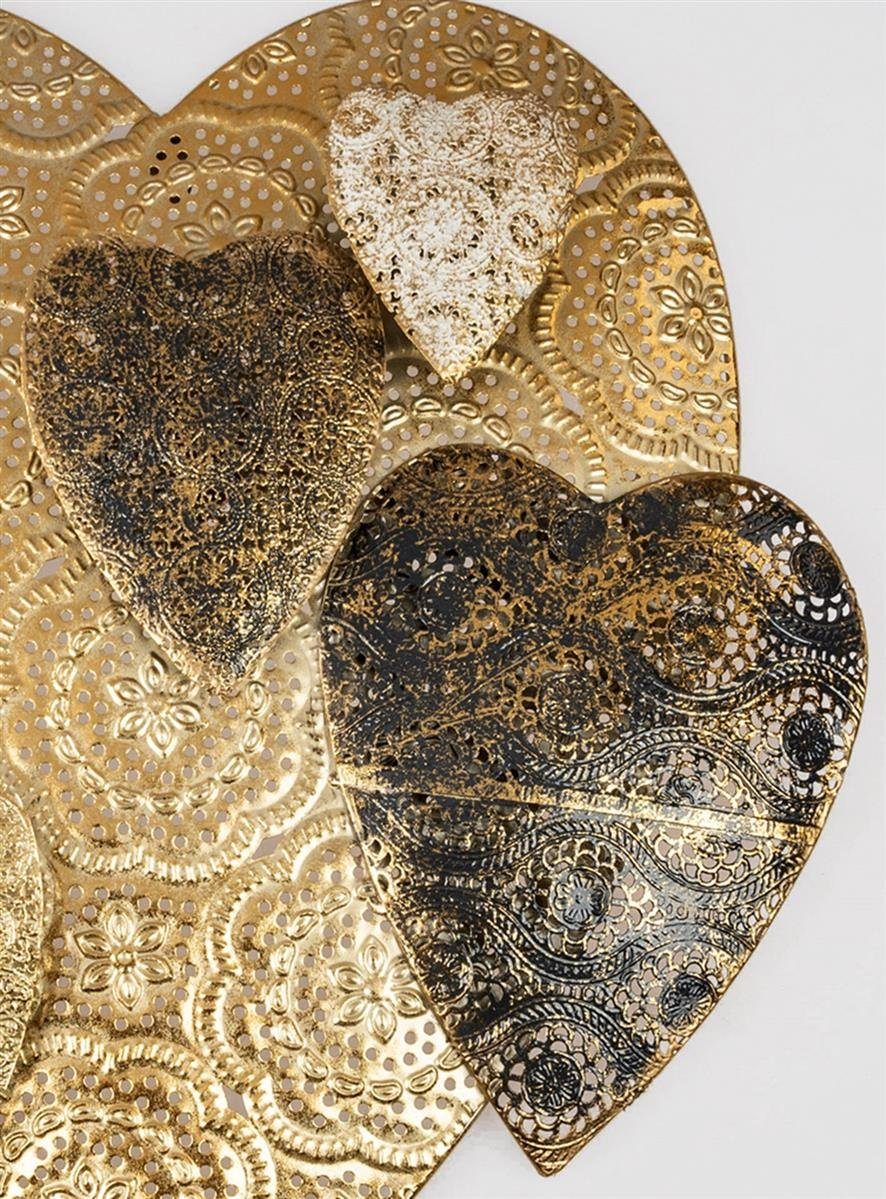 gold Wandbild Metall 54x58cm Herz Wanddeko Wanddekoobjekt Herz in dekojohnson