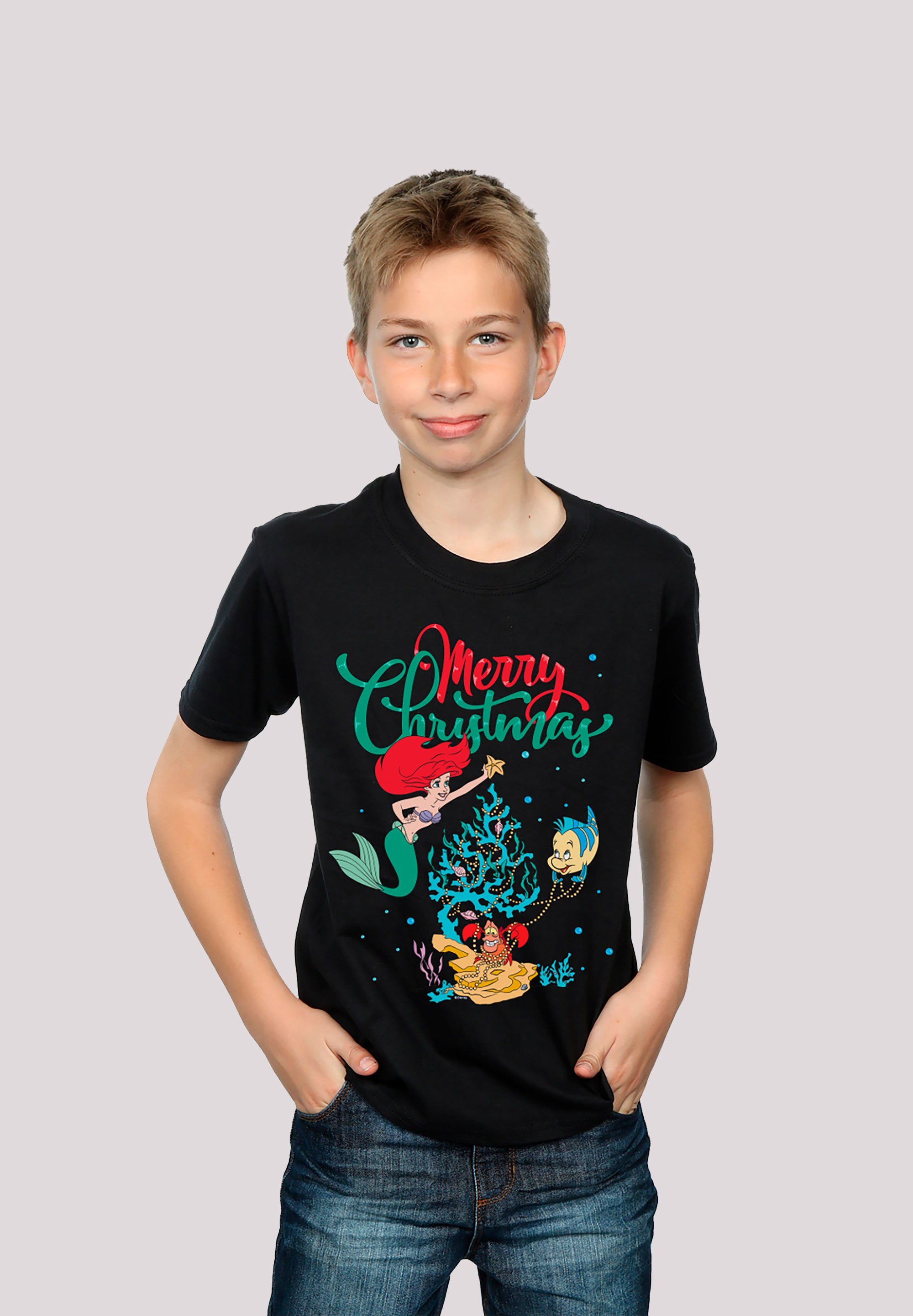 F4NT4STIC T-Shirt Arielle die Meerjungfrau Weihnachten Print schwarz