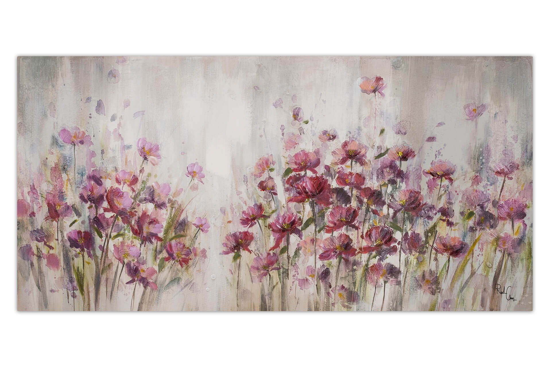 KUNSTLOFT 100% 120x60 Wohnzimmer HANDGEMALT Gemälde Lilac Reverie Leinwandbild cm, Wandbild
