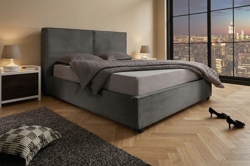 riess-ambiente Boxbett ROCCO 180x200cm dunkelgrau - Cord, mit Bettkasten & Kopfteil, modern (Einzelartikel, 1-St), gepolstertes Kopfteil & mit Stauraum - ideal  – Bild 5 von 5