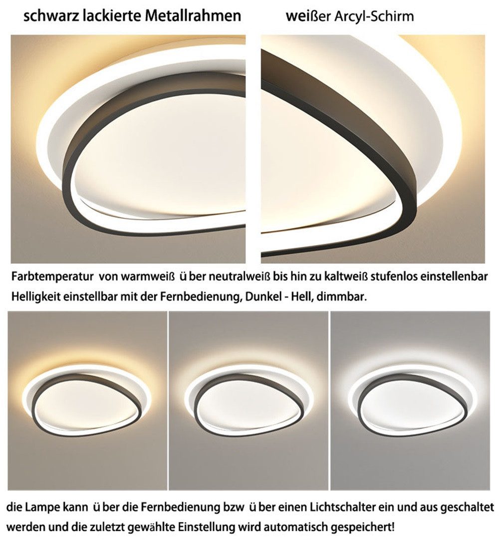 Eurohandisplay LED Deckenleuchte LED Deckenleuchte Fernbedienung Lichtfarbe Helligkeit einstellbar, LED fest integriert, Warm- bis Kaltweiß, Lichtfarbe und Helligkeit mit Fernbedienung steuerbar