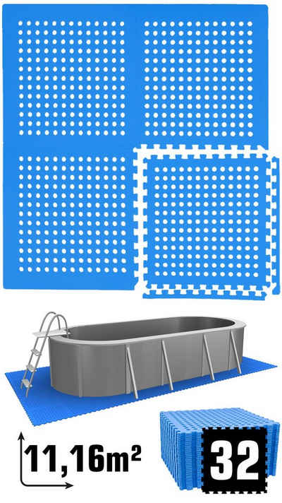 eyepower Bodenmatte »11,2 m² Poolunterlage 32 EVA Matten 62x62 Set«, Stecksystem rutschfest Blau