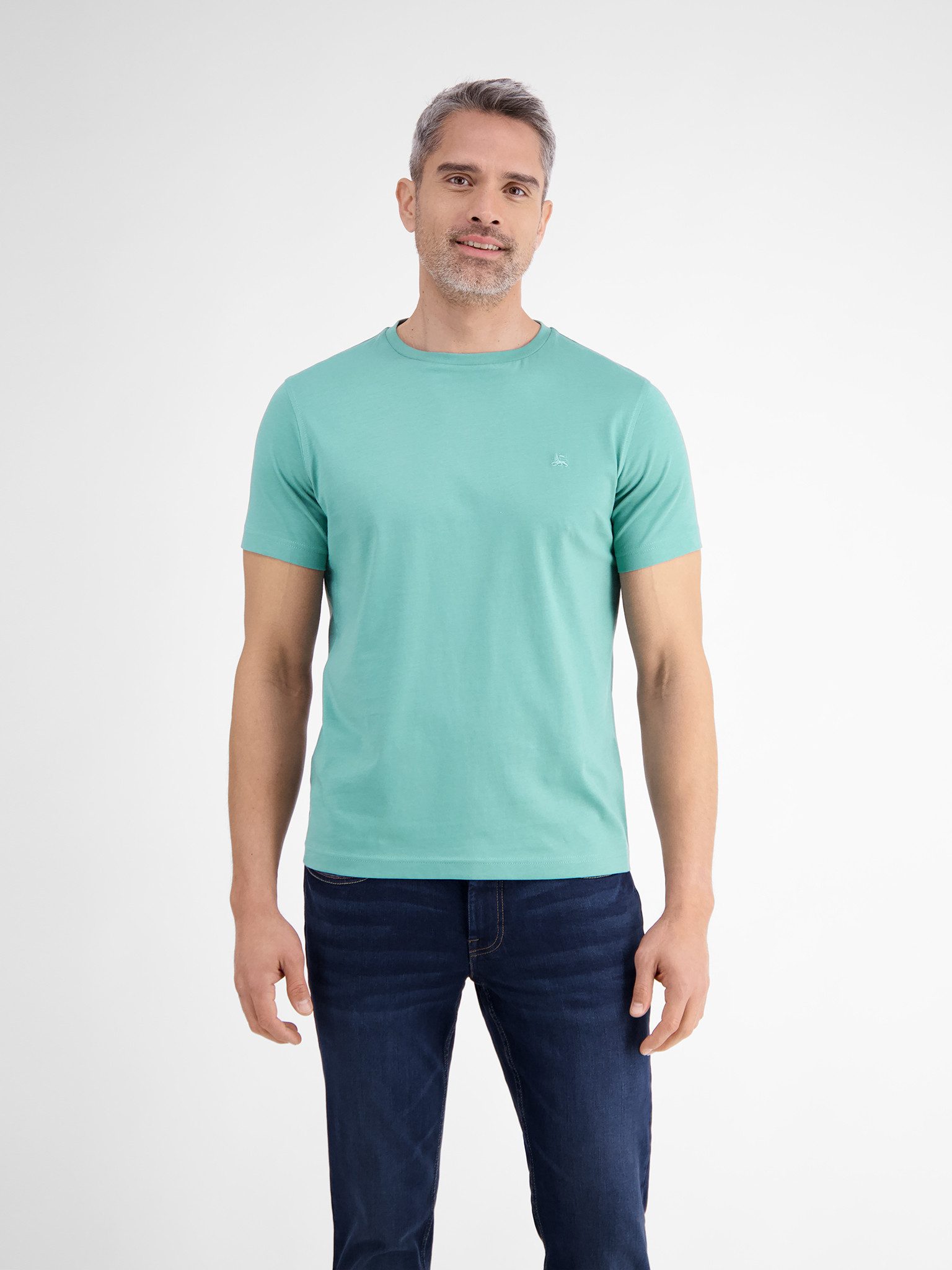 LERROS Rundhalsshirt mit Logo Stickerei