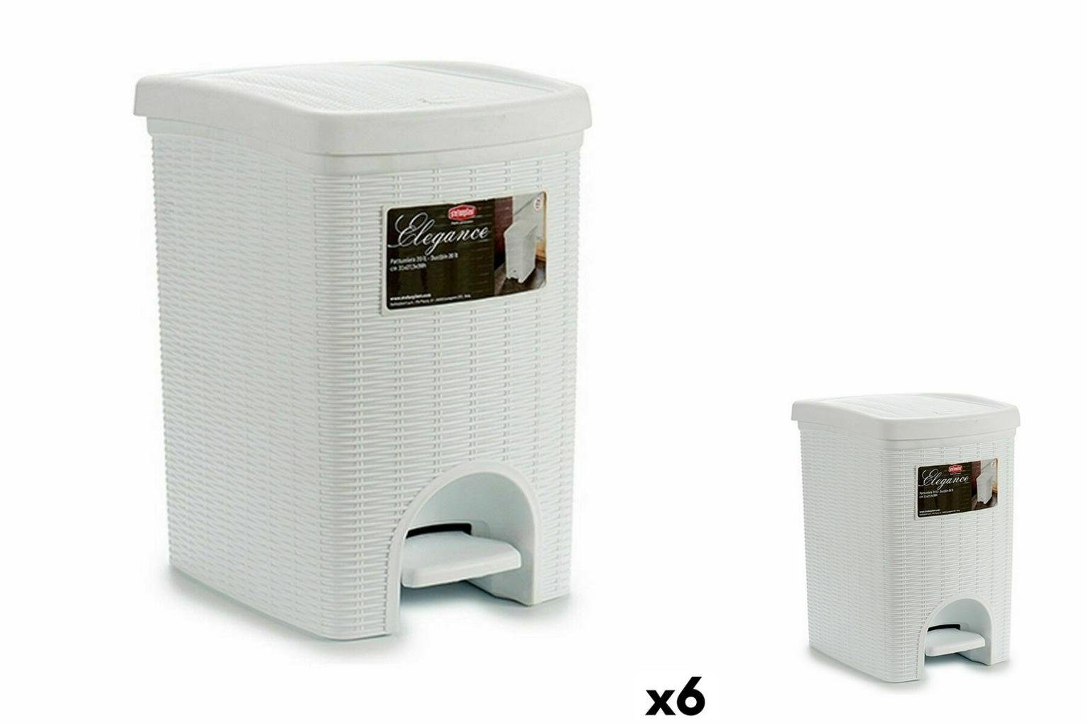 x Stefanplast mit Pedal 27,5 20 Weiß Elegance Stefanplast Mülleimer L Papierkorb Kunststoff