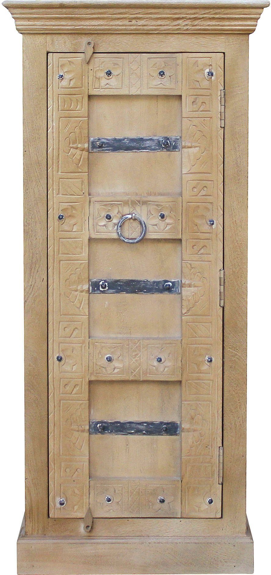 SIT Highboard Daipur Kommode, geschnitzte Verzierungen, schmale Kommode mit 1 Tür