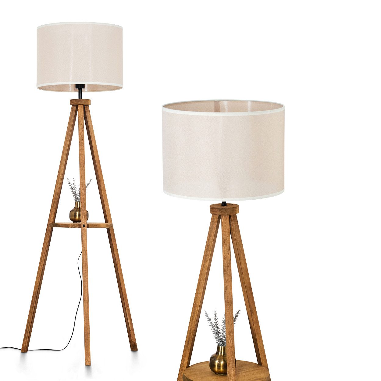 hofstein Stehlampe Stehlampe aus Holz/Stoff in Natur/Beige/Weiß, Leuchte im günstig online kaufen