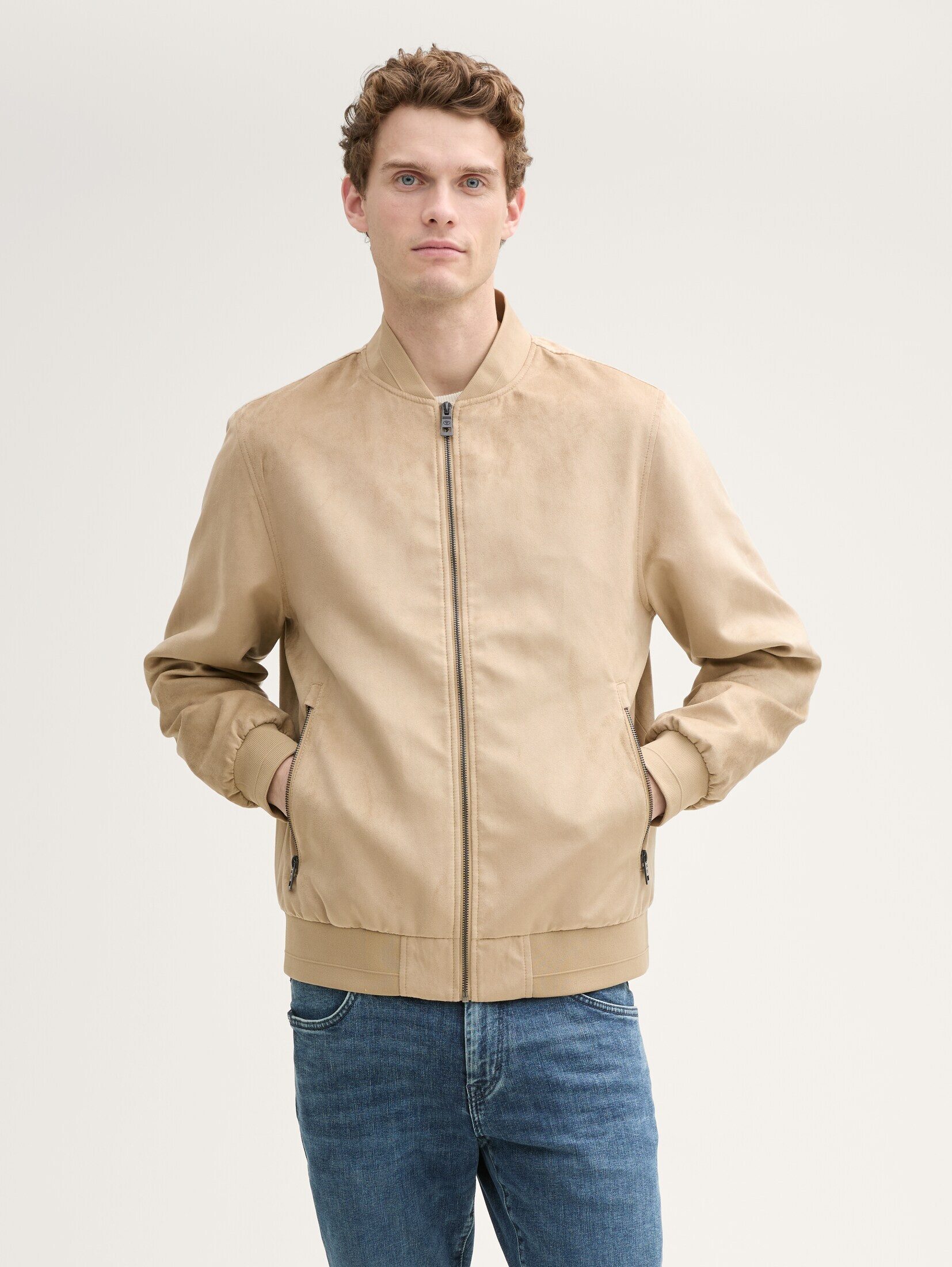 Lederimitatjacke Bomberjacke in Wildleder-Optik