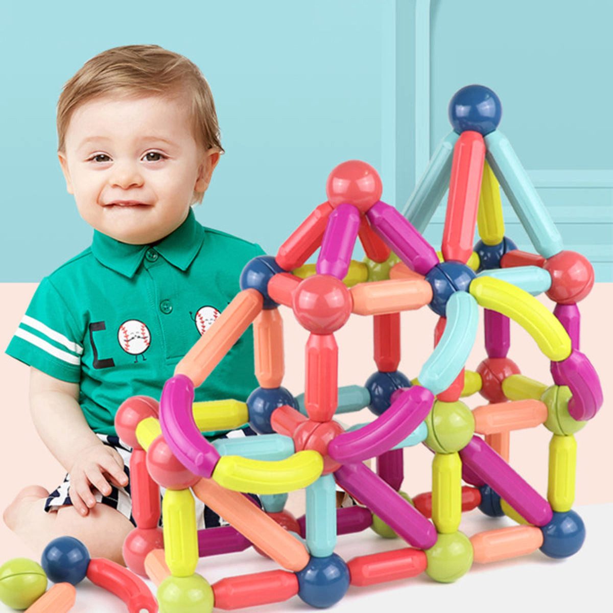 Tinisu Steckspielzeug Magnetbausteine Set für Kinder – Magnetstäbe & Kugeln kreatives Spielz, (25-tlg)