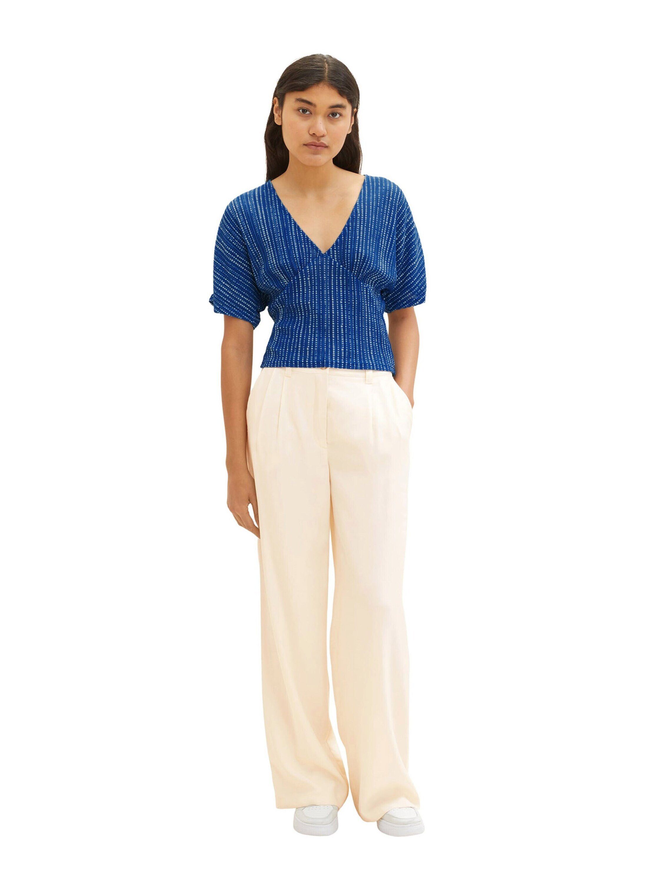 TOM TAILOR Denim Kurzarmbluse (1-tlg) Drapiert/gerafft