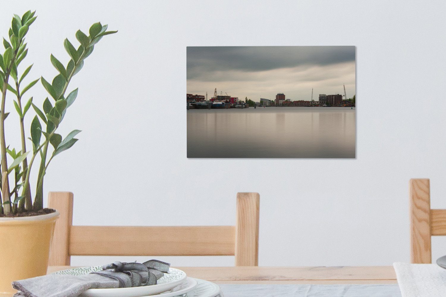 Wasser, Wanddeko, Leinwandbild Haarlem St), cm Skyline Wandbild Aufhängefertig, (1 OneMillionCanvasses® Leinwandbilder, 30x20 - -