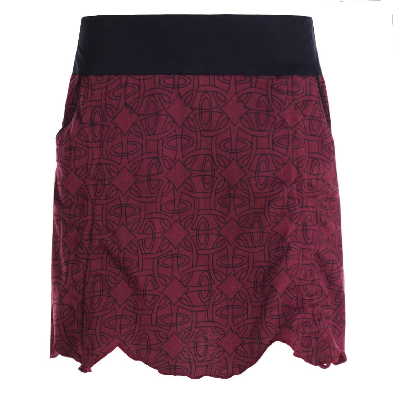 Minirock Damen Mini-Rock Baumwolle geometrisch elastischer Bund mit Taschen