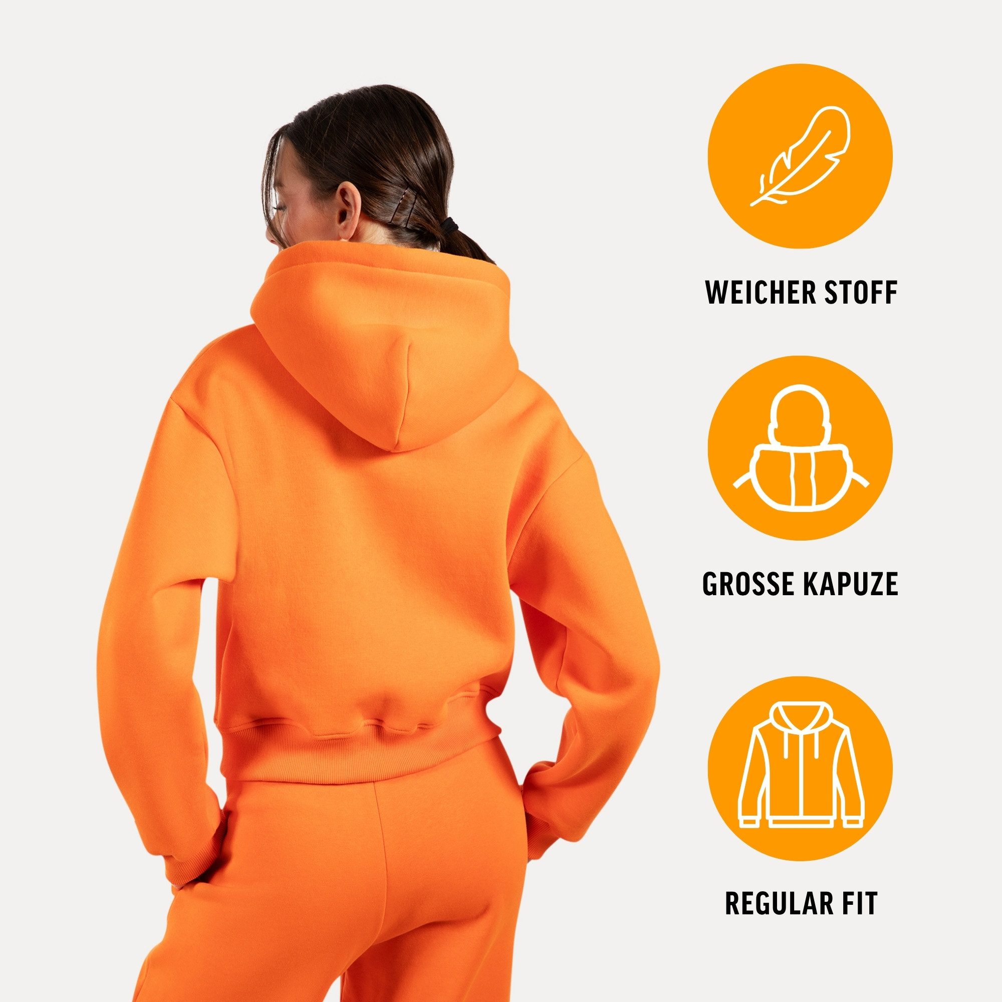 Smilodox Kapuzenstrickjacke Enara, Strickjacke mit Frontzipper und Kängurutasche, Sweatjacke gesticktes Logo weicher Stoff bequeme Kapuzenjacke Freizeit Sport