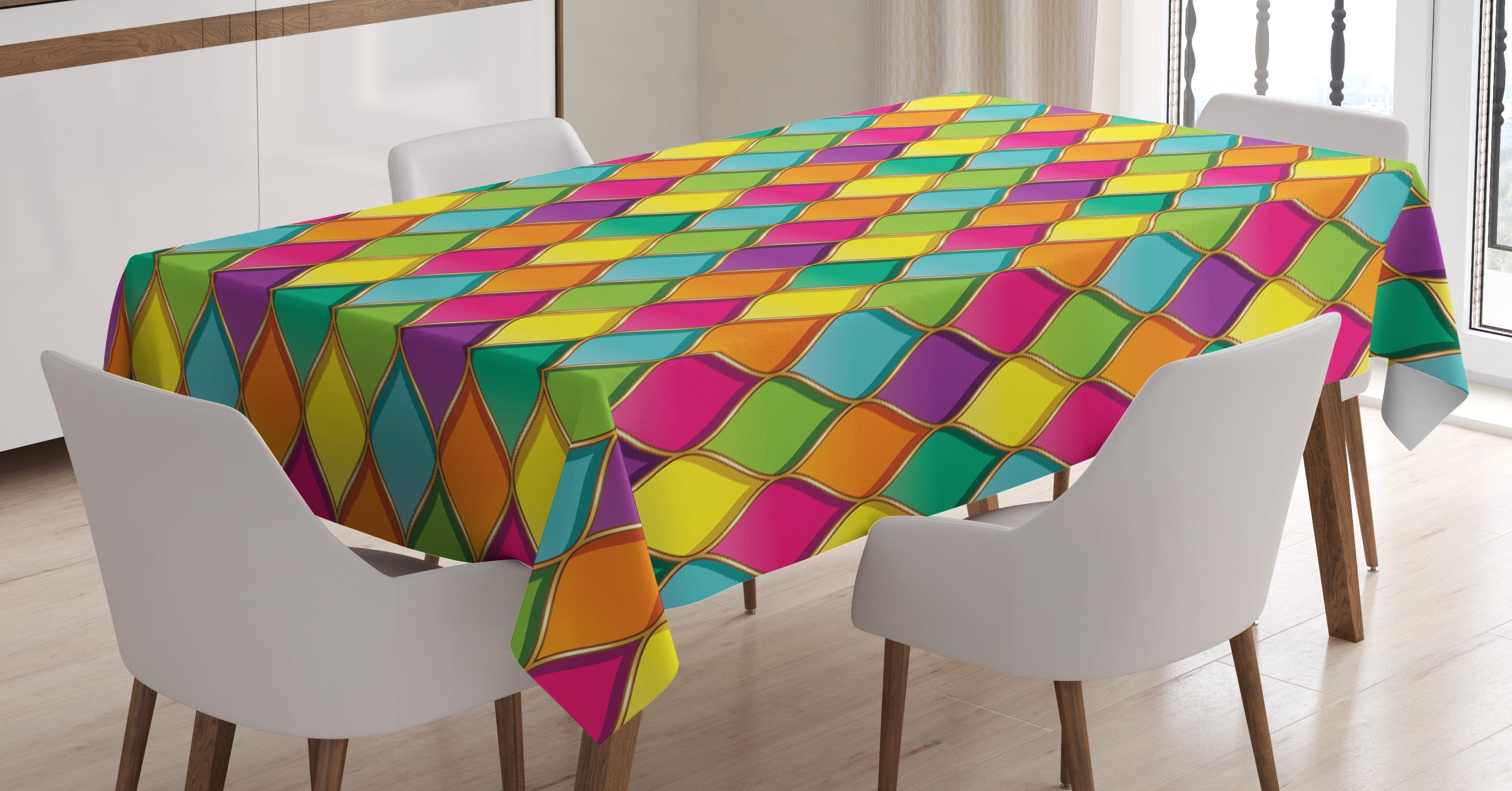 Geometrisch Für geeignet Farben, Außen Vivid Farbfest Klare Waschbar Farbige Tischdecke Abakuhaus Kurven Bereich den