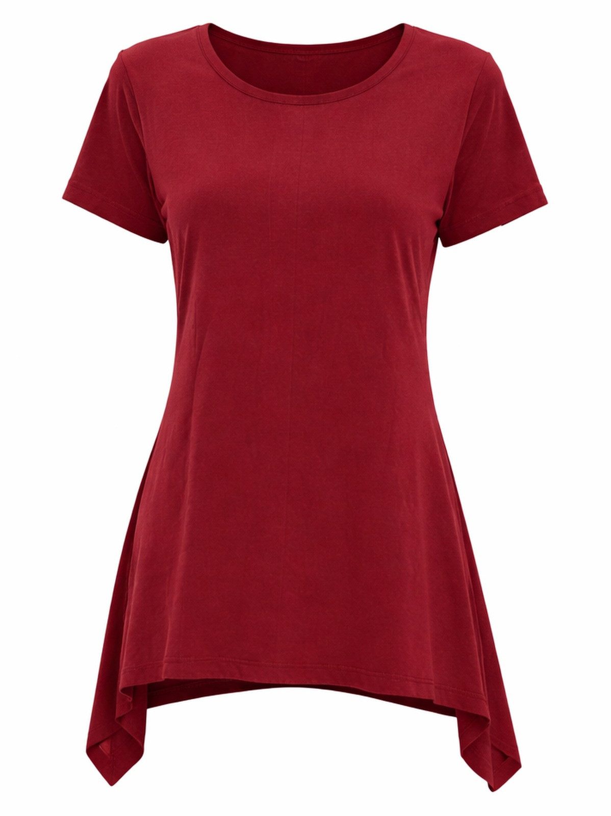 Vishes Zipfelshirt Kurzarm Zipfeltop Damen Asymmetrisch Unifarben Jersey Baumwolle Alternative Mode, Boho, Hippie, Ethno, Festival