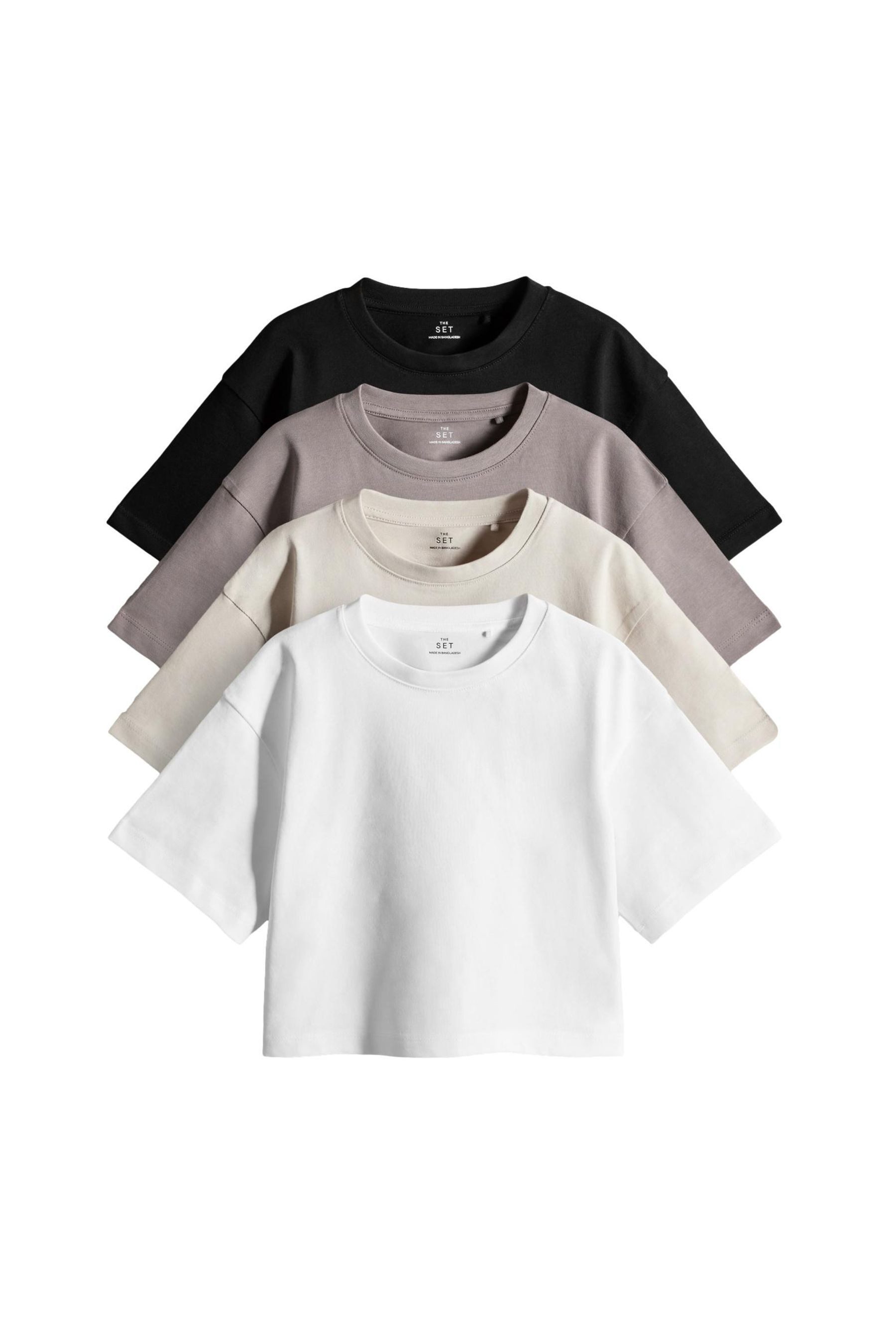 T-Shirt The Set schwere Skater-Shirts, 4er-Pack